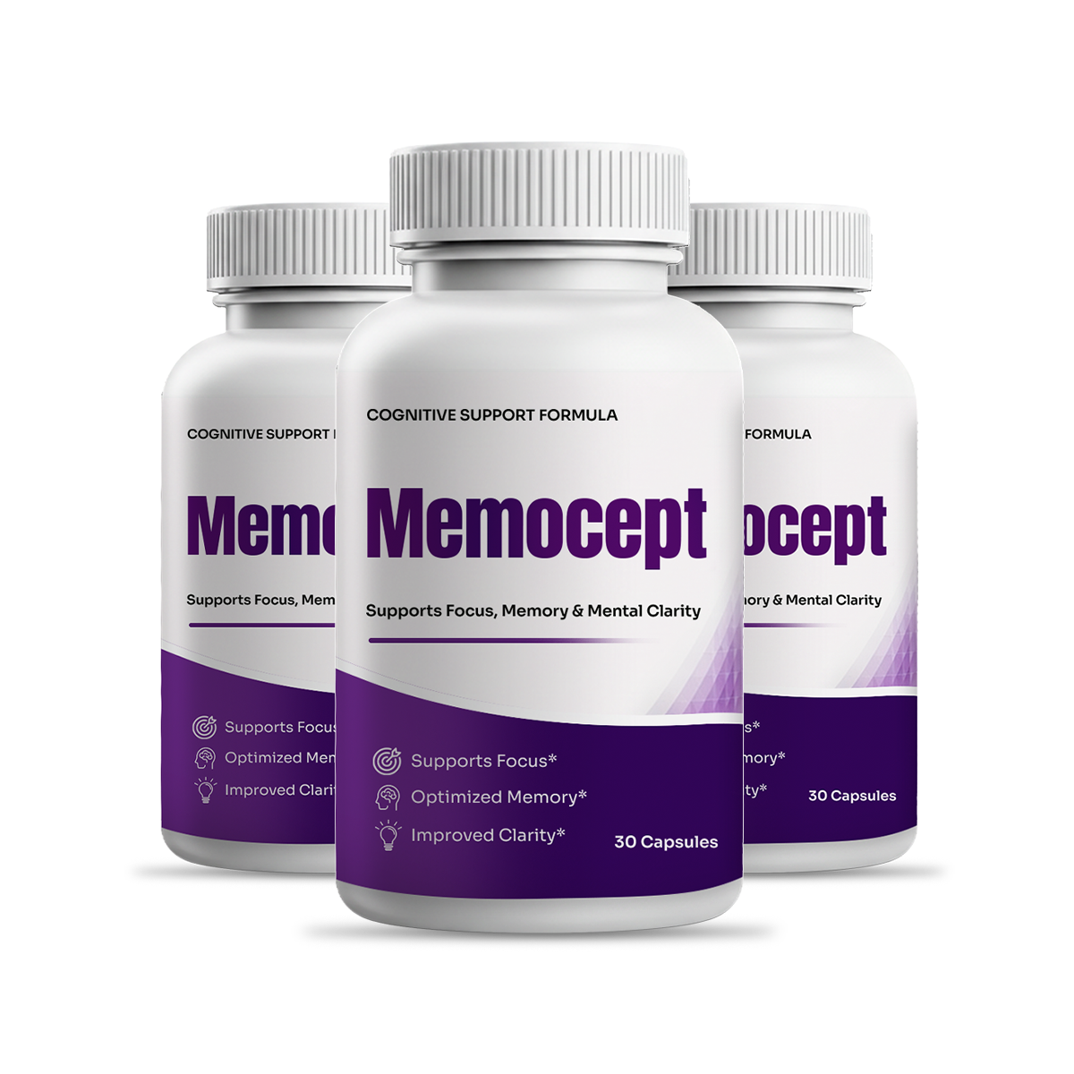 Memocept® cognitive support formula — 3 bottle pack, 30 capsules each